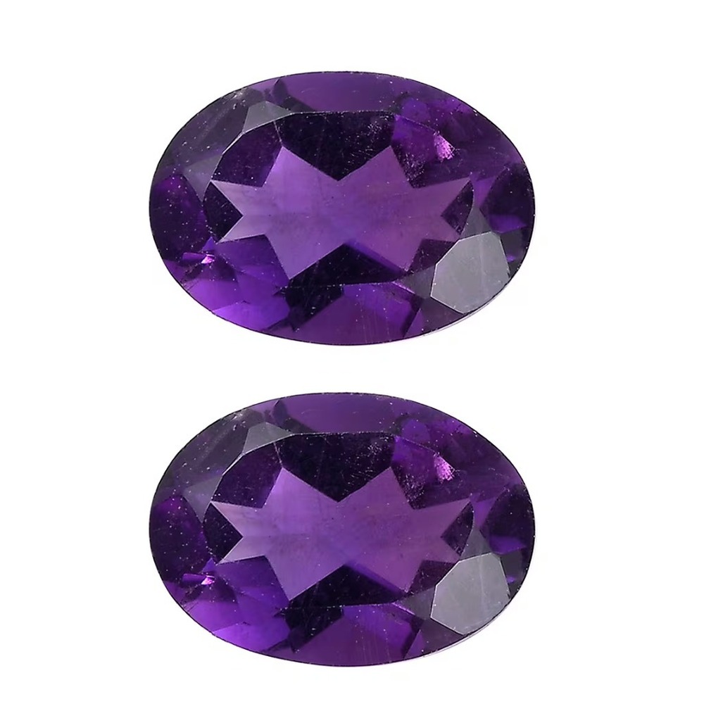 1.15ctw African Amethyst Matched Pair 7x5mm Oval Cut Deep Purple AAA Gemstones